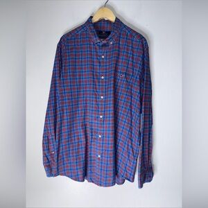 Vineyard vines classic fit Tucker shirt blue red plaid button down xl